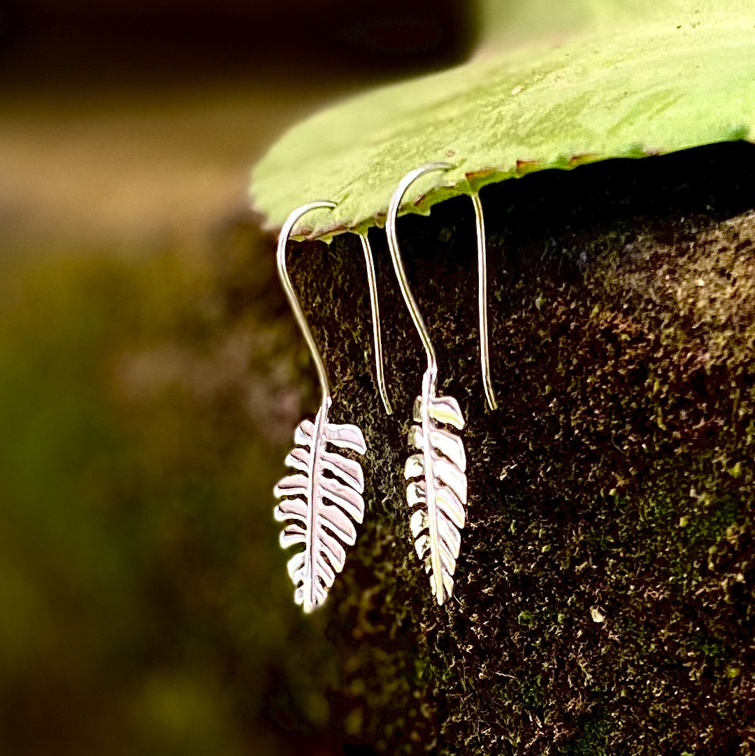 NY-ER173-Leaf Silver Earrings