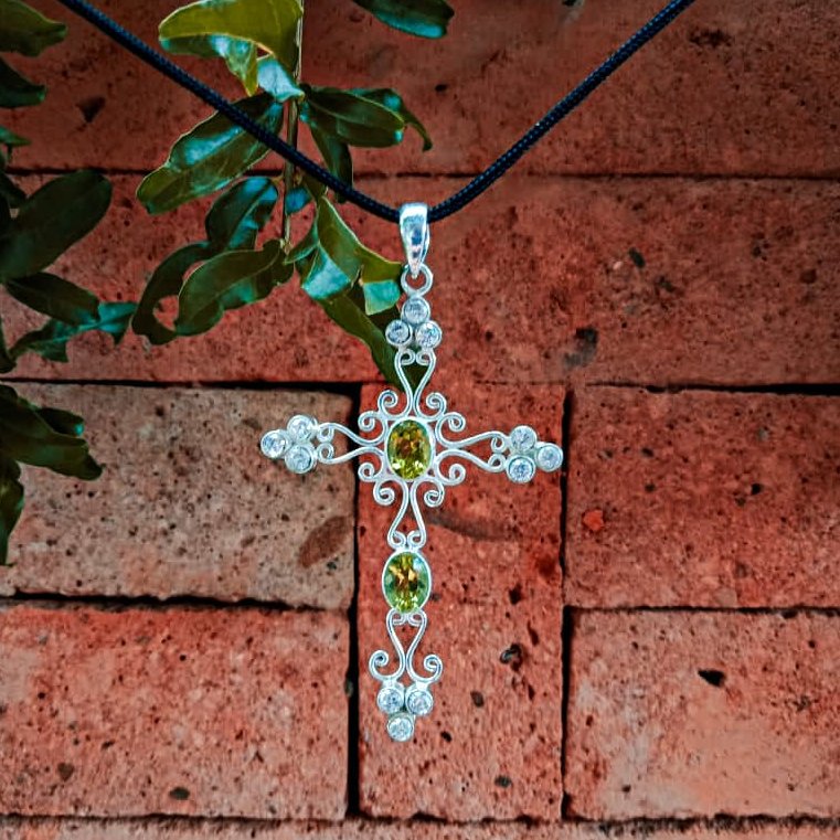 PD19015-Multi Gemstone Pendant Cross Design