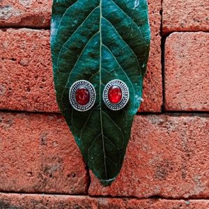 ER19005-Bali Post Earrings With Gemstone
