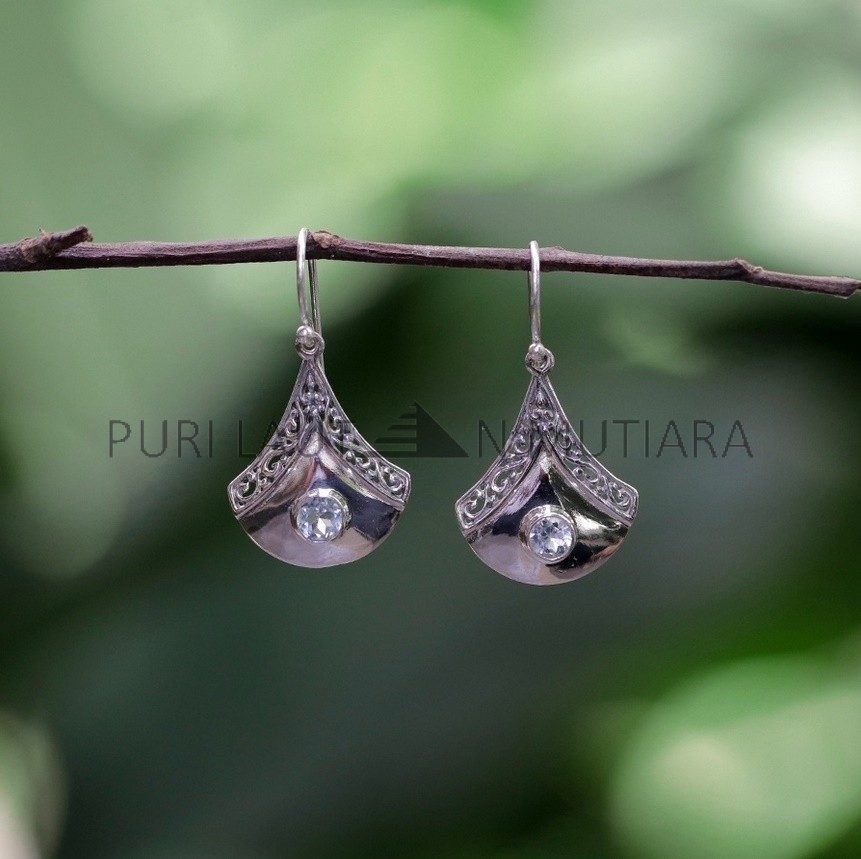 IER002-Radiant Sterling Silver Earrings with Gemstone Accent