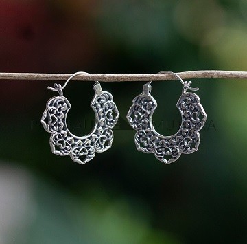 IER005 925 Sterling Silver Dangle Hoop Earrings Elegant