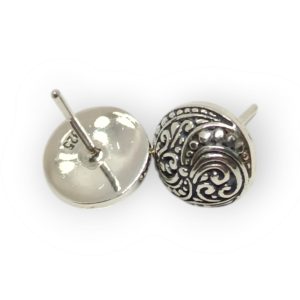 IER011-Round 925 Sterling Silver Stud Earrings Swirl And Granulation Design
