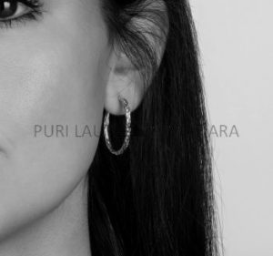 IER018-Sterling Silver Braided Hoops Ear Studs