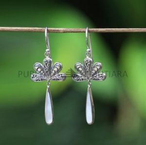 IER019-Sterling Silver Earrings Romantic Feathers Shaped