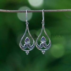 IER023-Balinese Teardrop 925 Sterling Silver Dangling Earrings