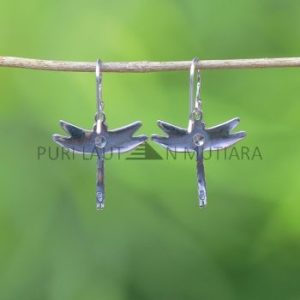 IER024-Balinese Dragonfly Sterling Silver Earrings with Gemstone