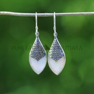 IER027 Sterling Silver Filigree Earrings with Mother of Pearl 