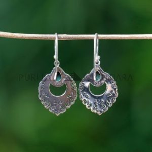 IER028 Balinese Dangling Earrings With Gemstone