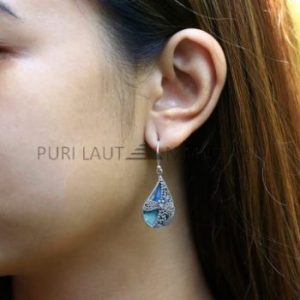IER039-Sterling Silver Dragonfly Abalone Teardrop Earrings