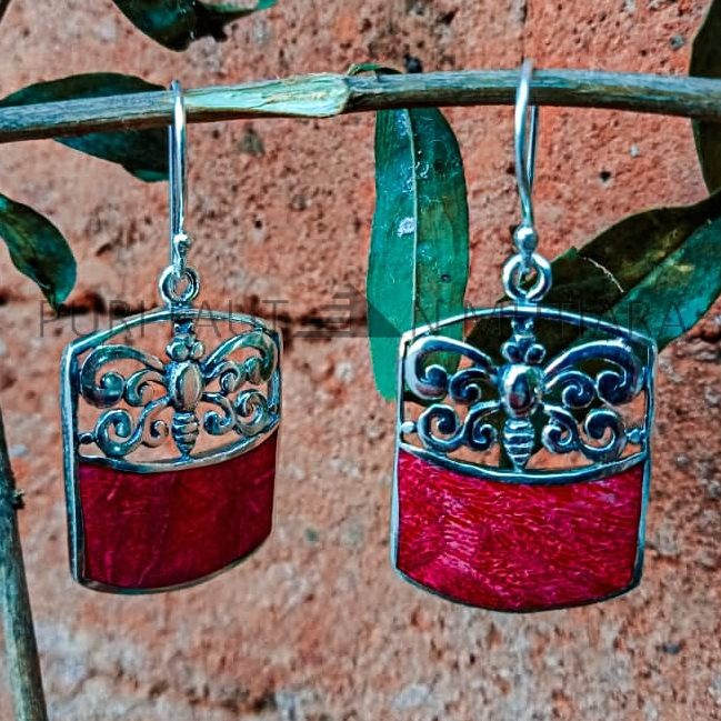 KA-ER016-Coral Inlay Earrings
