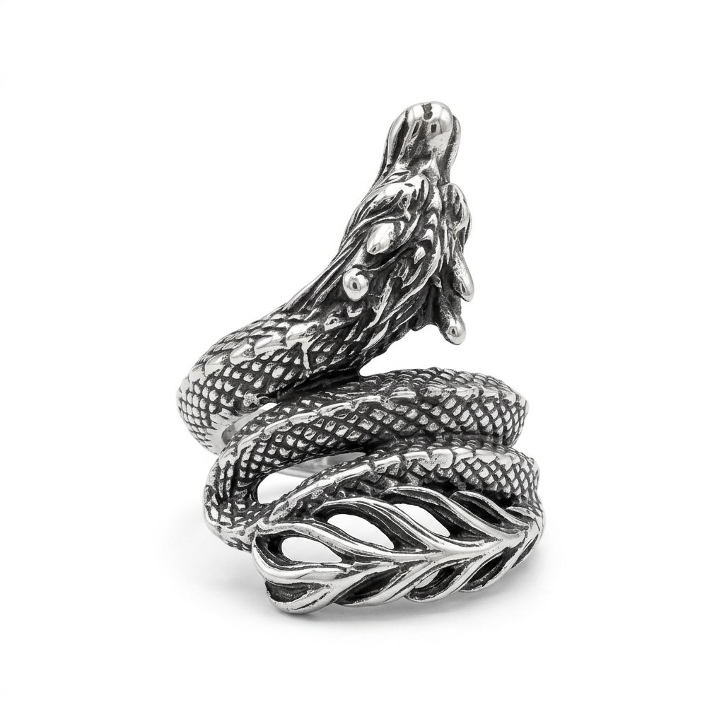 KA-R014-Sterling Silver Dragon Wrap Ring