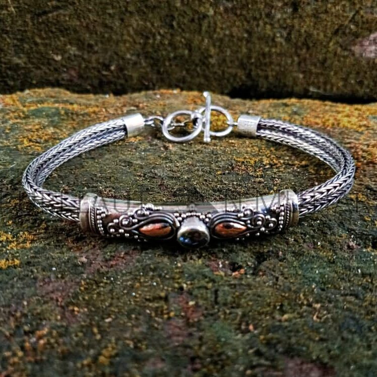 NY-CHB016-23-Silver Double Chain Bracelet With