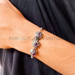 NY-CHB026-Silver Chain Bracelet With Stones