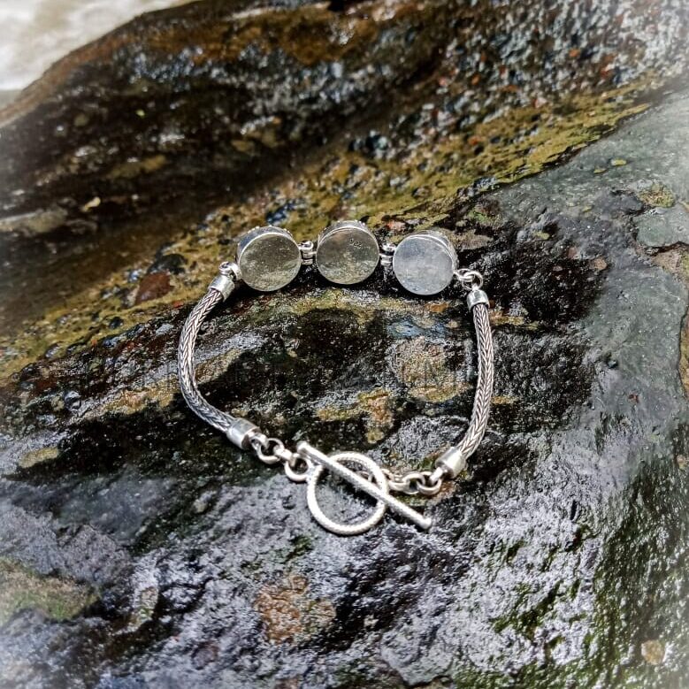 NY-CHB026-Silver Chain Bracelet With Stones