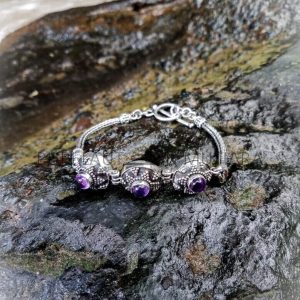 NY-CHB026-Silver Chain Bracelet With Stones
