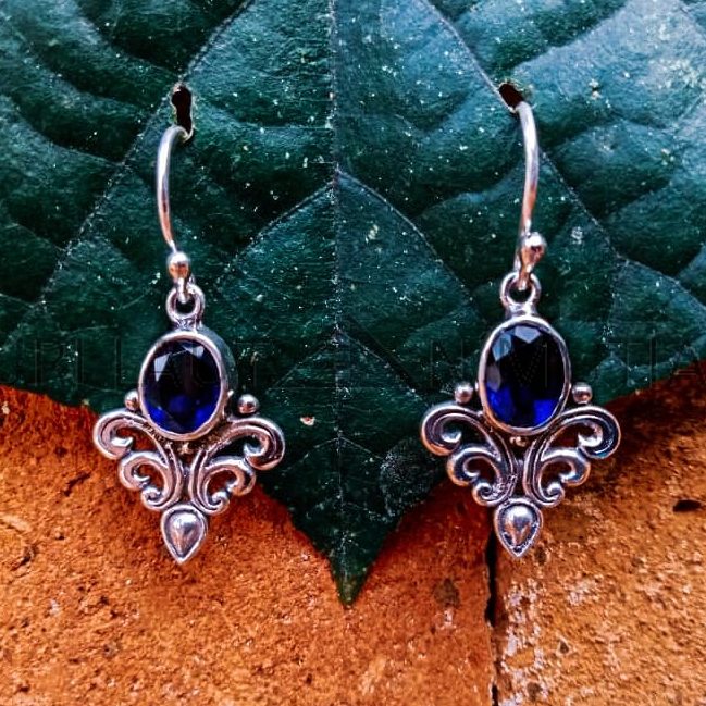 NY-ER017-Bali Ornate Dangle Earrings With Gemstone