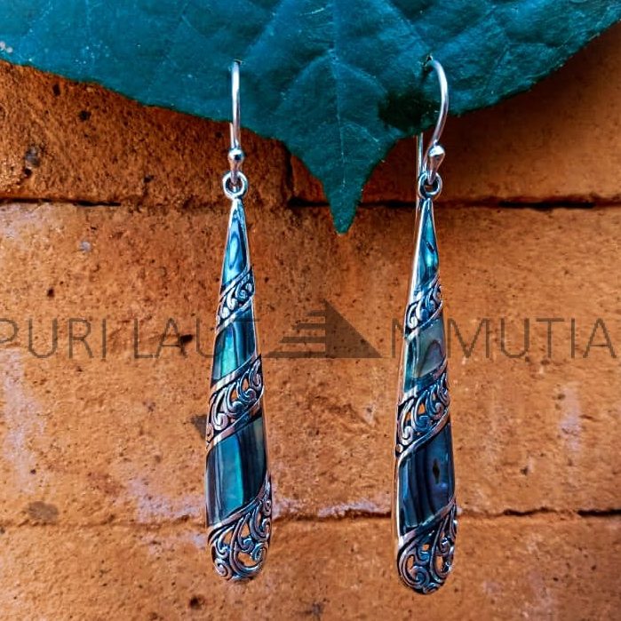 NY-ER021-Silver Drop Earring With Abalone