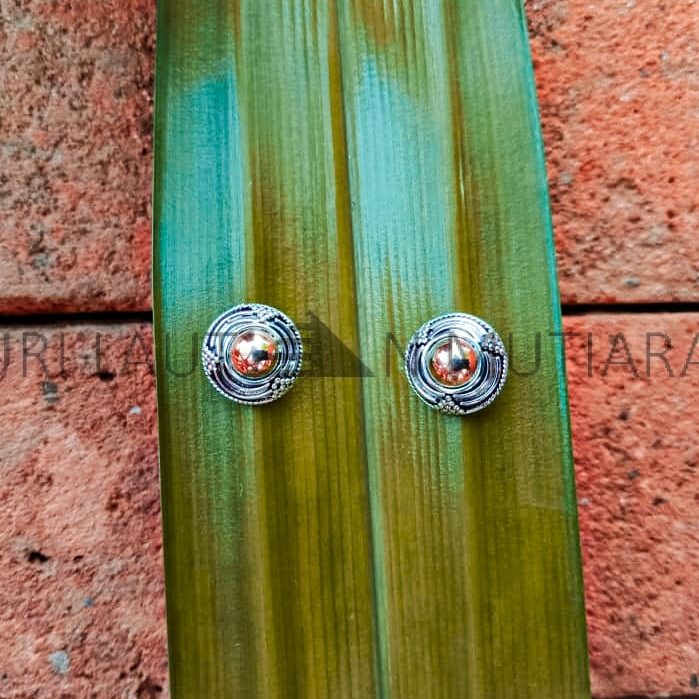 NY-ER055-Bali Gold And Silver Stud