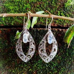 NY-ER062-Bali Filegree Earrings With Gemstone