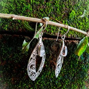 NY-ER062-Bali Filegree Earrings With Gemstone