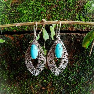 NY-ER062-Bali Filegree Earrings With Gemstone