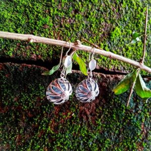 NY-ER064-Dangling Cage Earrings With Gemstone