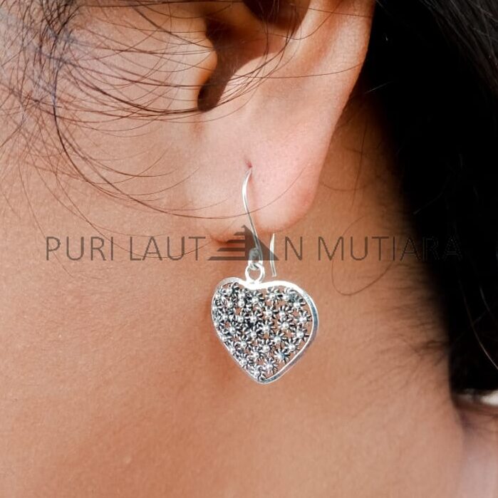 NY-ER081-Bali Ethnic Heart Earrings With Granulation