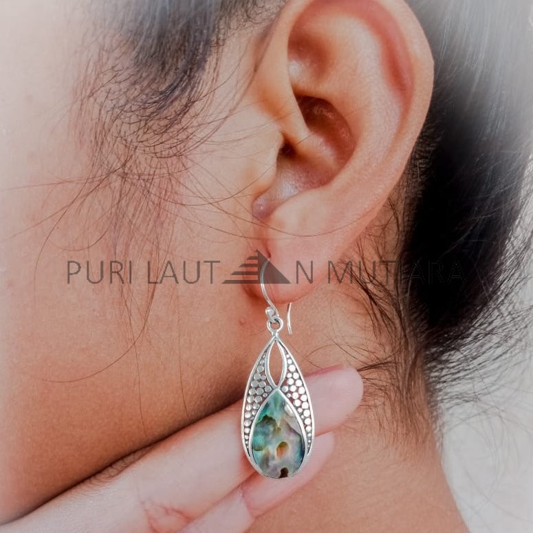 NY-ER132-Silver Drop Earring With Abalone