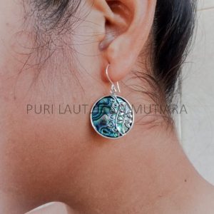 NY-ER140-Silver Round Earring With Abalone