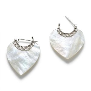 NY-ER145-Silver Hoop Earring With MOP