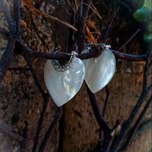 NY-ER145-Silver Hoop Earring With MOP