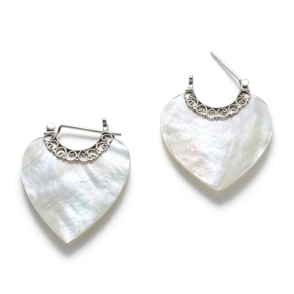 NY-ER145-Silver Hoop Earring With MOP