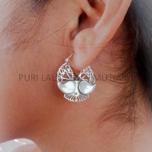 NY-ER147-Silver Hoop Earring With MOP