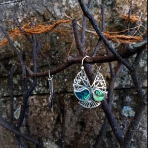 NY-ER147-Silver Hoop Earring With Abalone