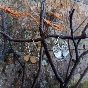 NY-ER147-Silver Hoop Earring With MOP