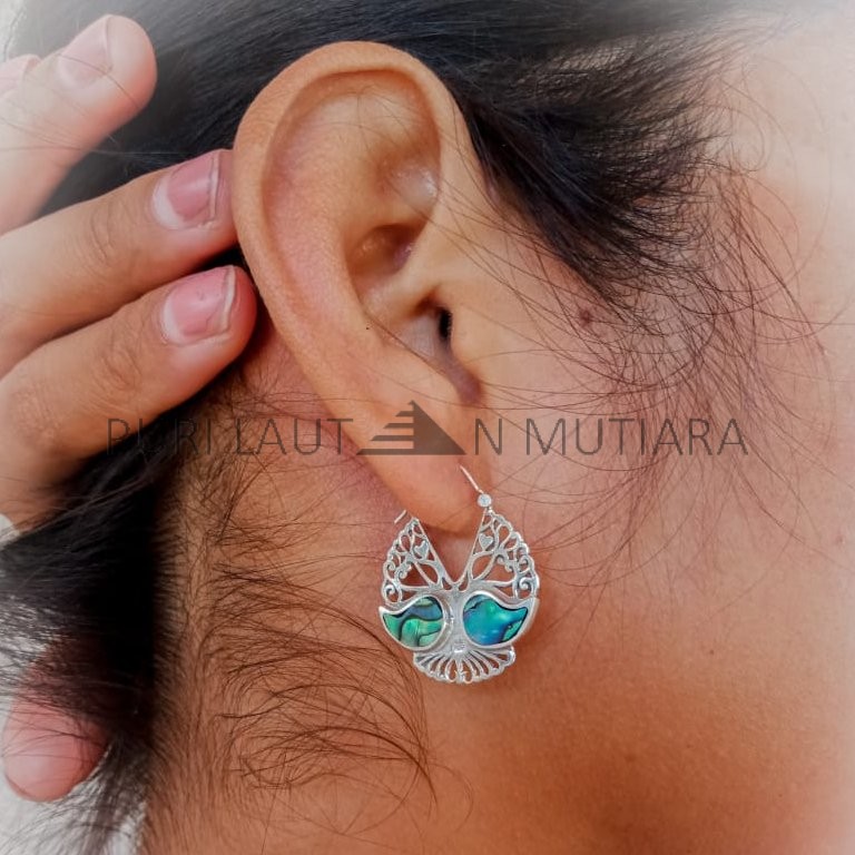 NY-ER147-Silver Hoop Earring With Abalone