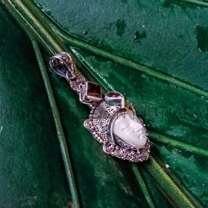 NY-MFPD008-Bone Moonface Pendant