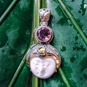 NY-MFPD010-Bone Moonface Pendant