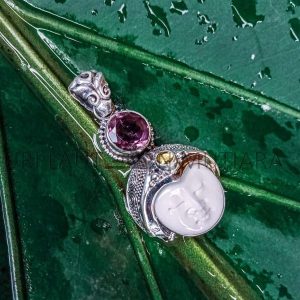 NY-MFPD010-Bone Moonface Pendant