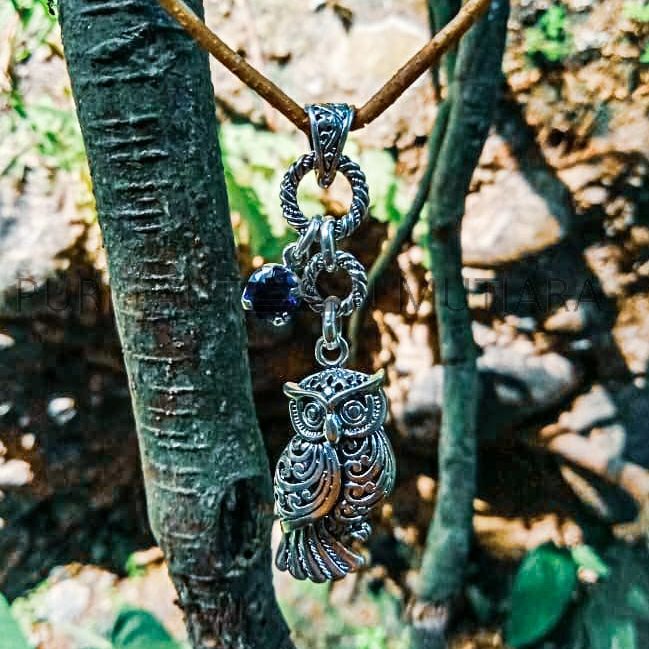 NY-PD011-Owl Pendant With Gemstone 