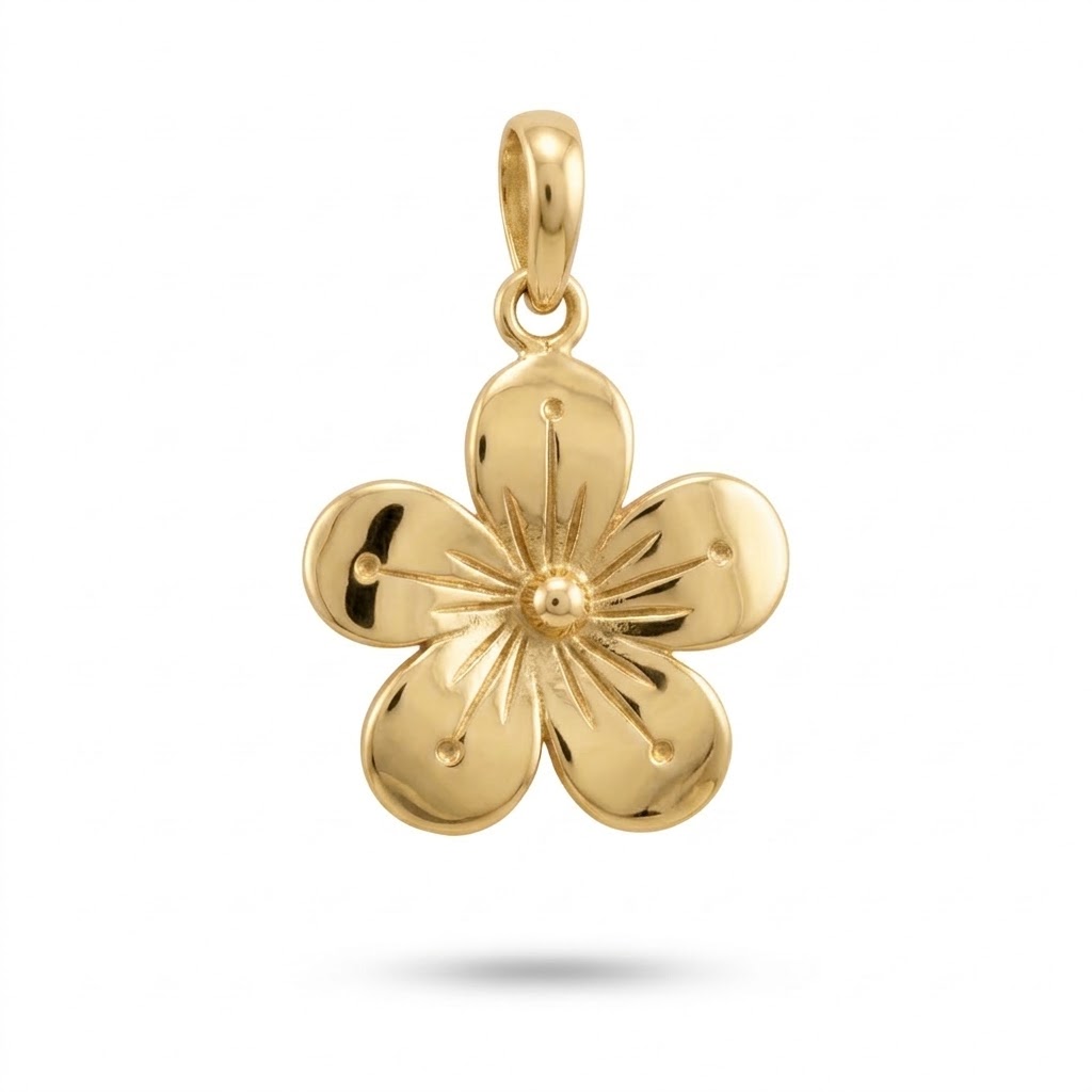 NY-PD021-Brass Hibiscus Pendant