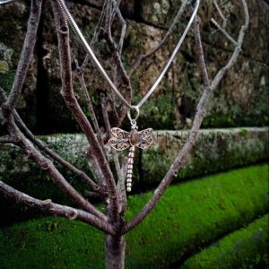 NY-PD029-Silver And Gold Dragonfly Pendant