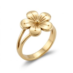 NY-R036- Sakura Flower Ring Brass