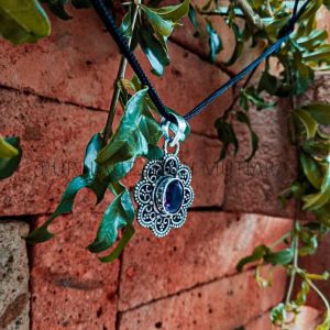 PD19006-Gemstone Pendant Oval Bali Ornate Design