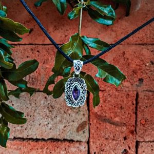 PD19008-Gemstone Pendant Marquise Bali Ornate Design