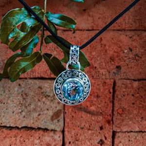 PD19011-Gemstone Pendant Round Bali Ornate Design