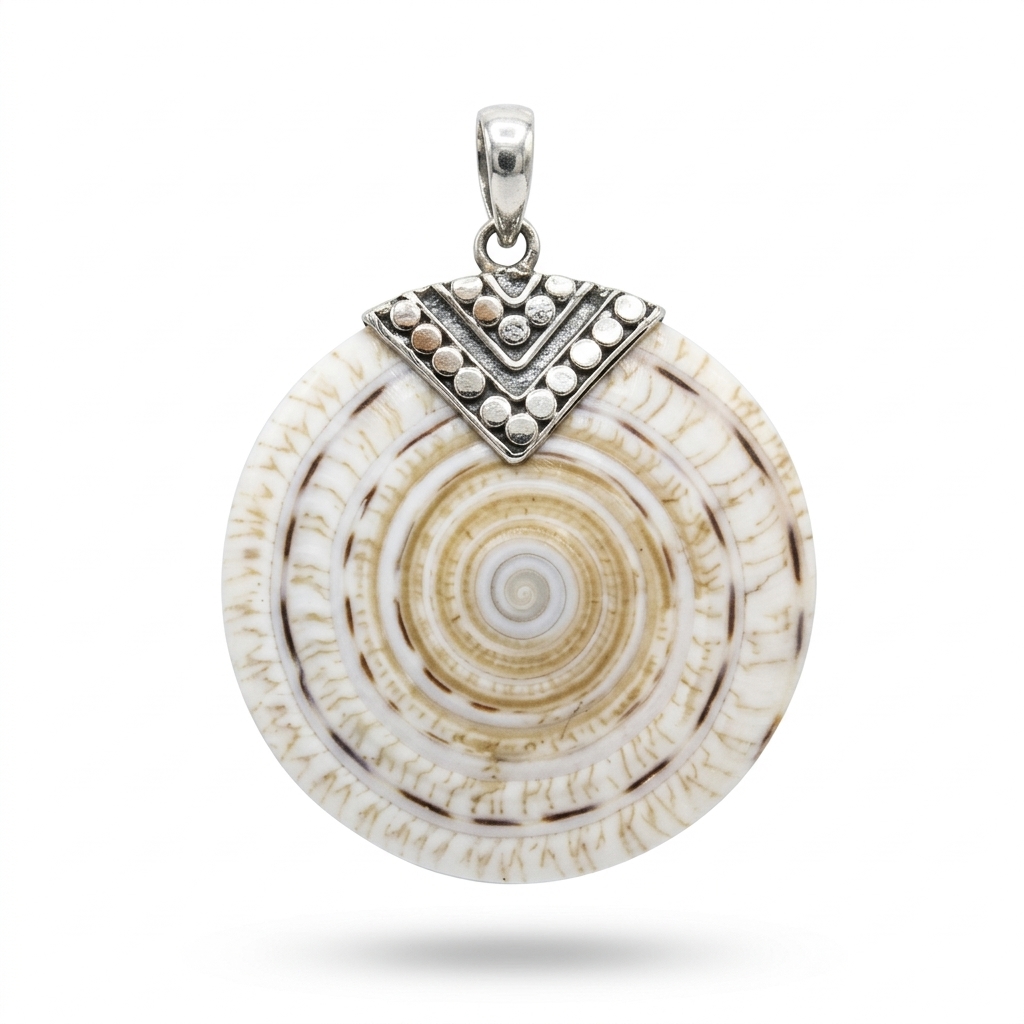 PL-PD001-Silver Pendant Bali Design With Hulun Shell