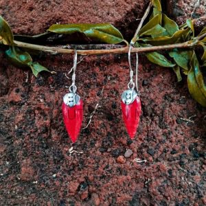 PLE031-Coral Earrings With Armadillo Accent