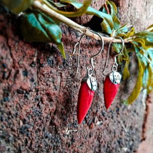 PLE031-Coral Earrings With Armadillo Accent