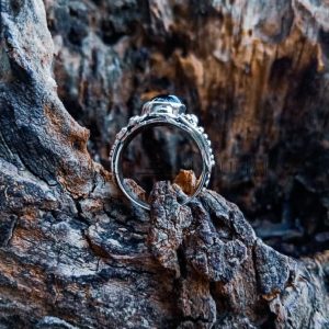 R19007-Gemstone Ring Bali Granulation Design